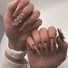 24Pcs/Set Quick Nails Snake Drill False Nials Sticker Wearable Waterproof Manicure Finished Nails