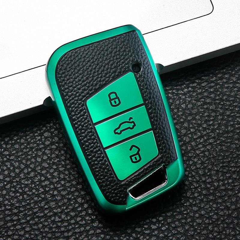 Leather Style Car Remote Key Case Cover Shell For Volkswagen VW Tiguan MK2 Magotan Passat B8 CC For Skoda Superb A7 Accessories