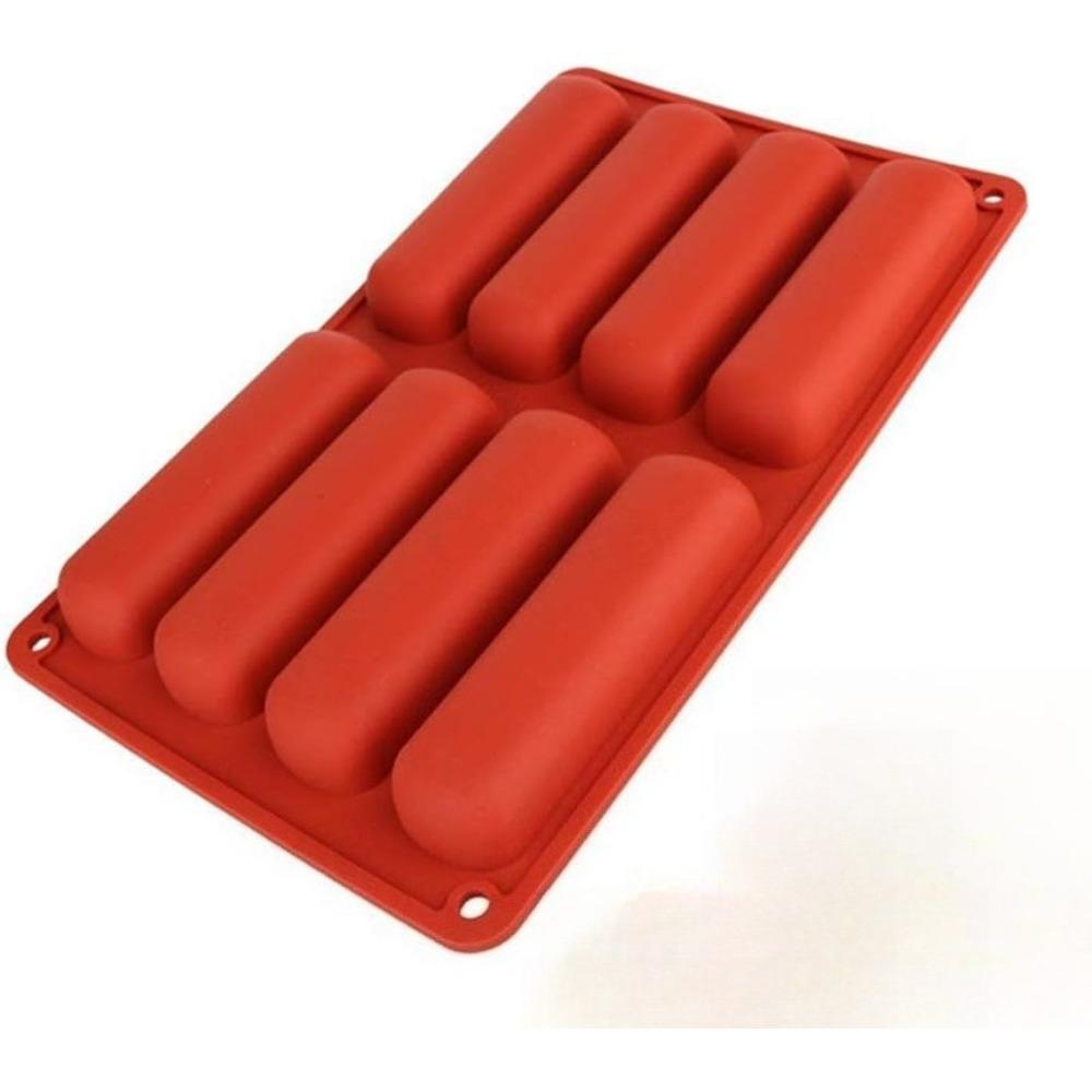 Finger Biscuit Silicone Mould 8 Cavities Cereal Bars Baking Mould Nonstick Chocolate Bar Mold for Eclair Bread Muffin Mould