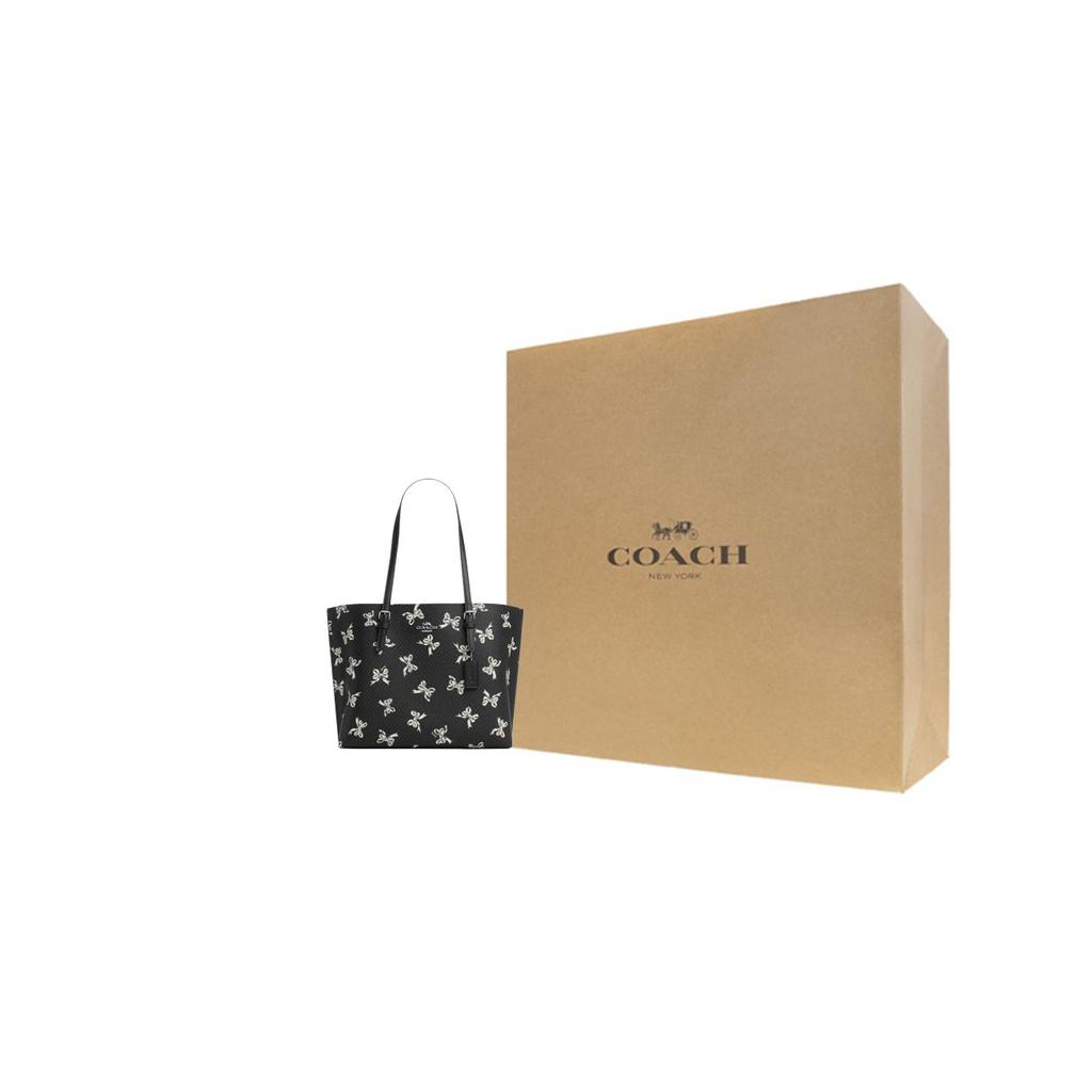 Coach Mollie Bow Print Zip Closure Tote Bag Women tote bags Black CY647-SVA47