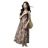 Demana Smooth Tencel Summer Elegant Commuter Pleated Round Neck Sleeveless A-Line Slim Dress for Women