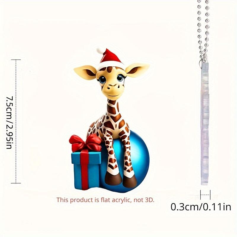 1 симпатичная подвеска в виде елки с изображением мультяшного жирафа, 2D-плоское акриловое художественное украшение, украшение для зеркала заднего вида автомобиля, подходит для наполнения носков