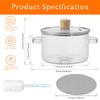 1.6L Glass Cooking Pot With Lid Glass Saucepan Cereal Bowls Pot for Stove High Borosilicate Clear Cooking Soup Baking Pans