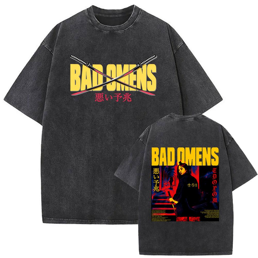 Rock Band Bad Omens Vintage Washed T Shirt Women Casual Retro Cotton T-shirt Women's Clothing Hip Hop Gothic Oversized Tshirt