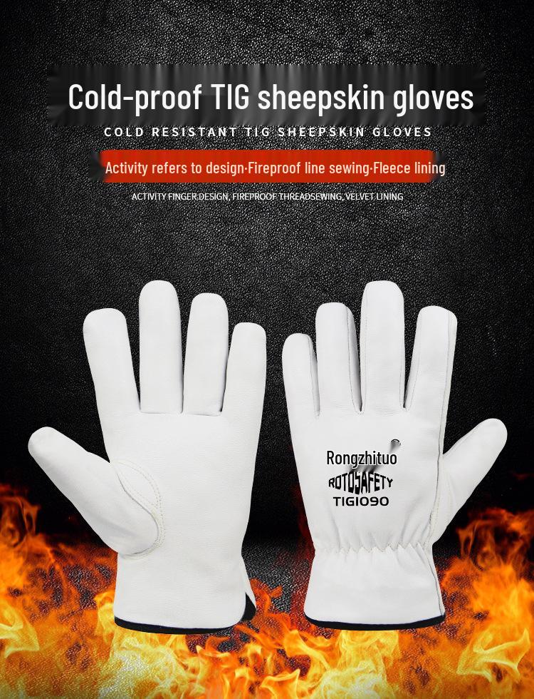 Термостойкие сварочные перчатки из овчины - Подкладка из флиса, Огнеупорные, Износостойкие, Изолирующие