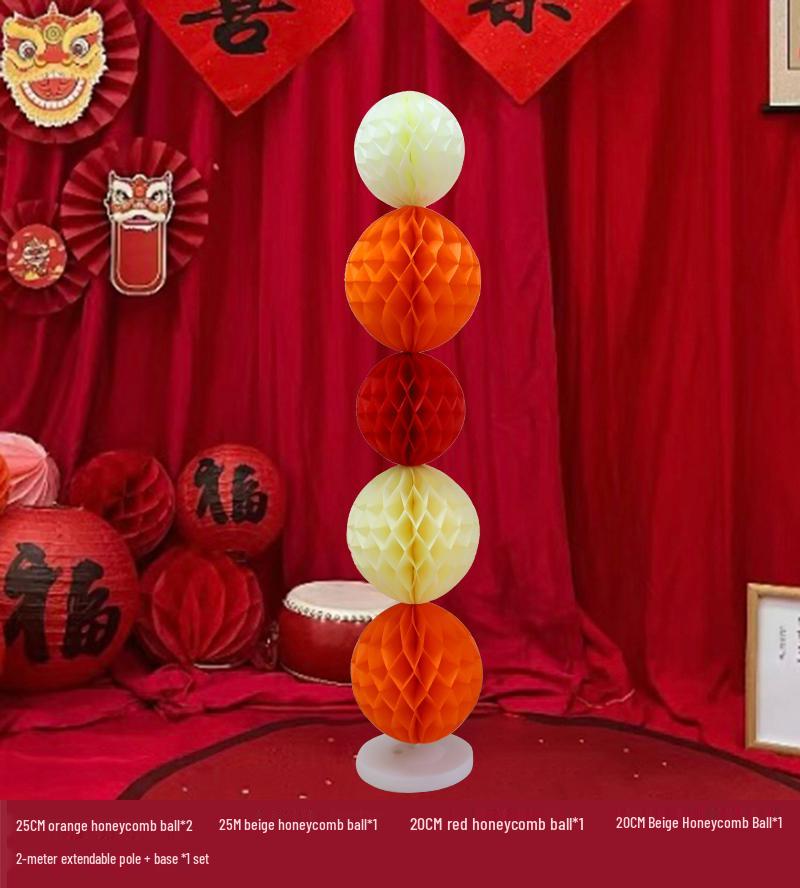 Chinese New Year Lantern Honeycomb Ball Decoration for Birthday and Photo Props