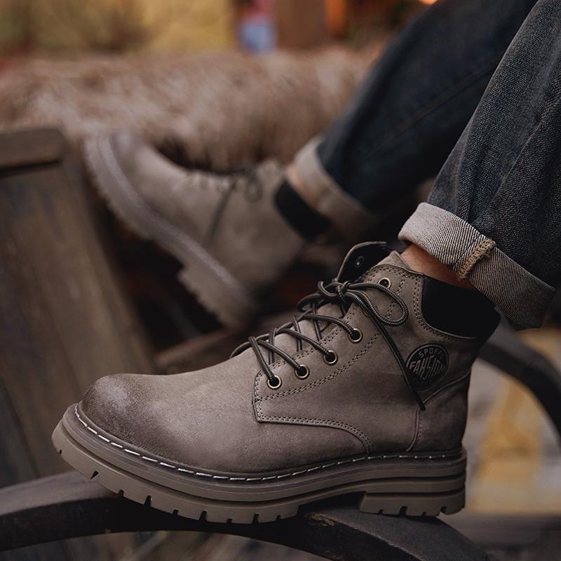 Модные Нескользящие Повседневные Базовые Ботинки Модная Уличная Обувь На Все Случаи Замшевая Кожа Мужские Мотокроссовые Ботинки Для Отдыха Прогулочные Высокие Ботинки