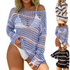 Women's Sexy Fashion Comfortable Hollow Mesh Long-sleeved Bikini Beach Knitted Sun Top