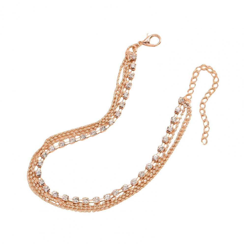 Women Daily Wear Anklet Elegant Multi-layered Rhinestone Women's Anklet with Adjustable Length Polished for Birthdays for Her