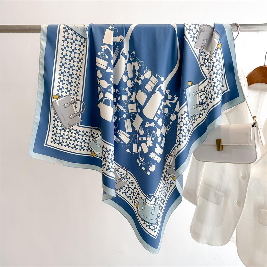 90 * 90 см новый твил шелк простой солнцезащитный теплый большой квадратный шарф шаль платок для женщин