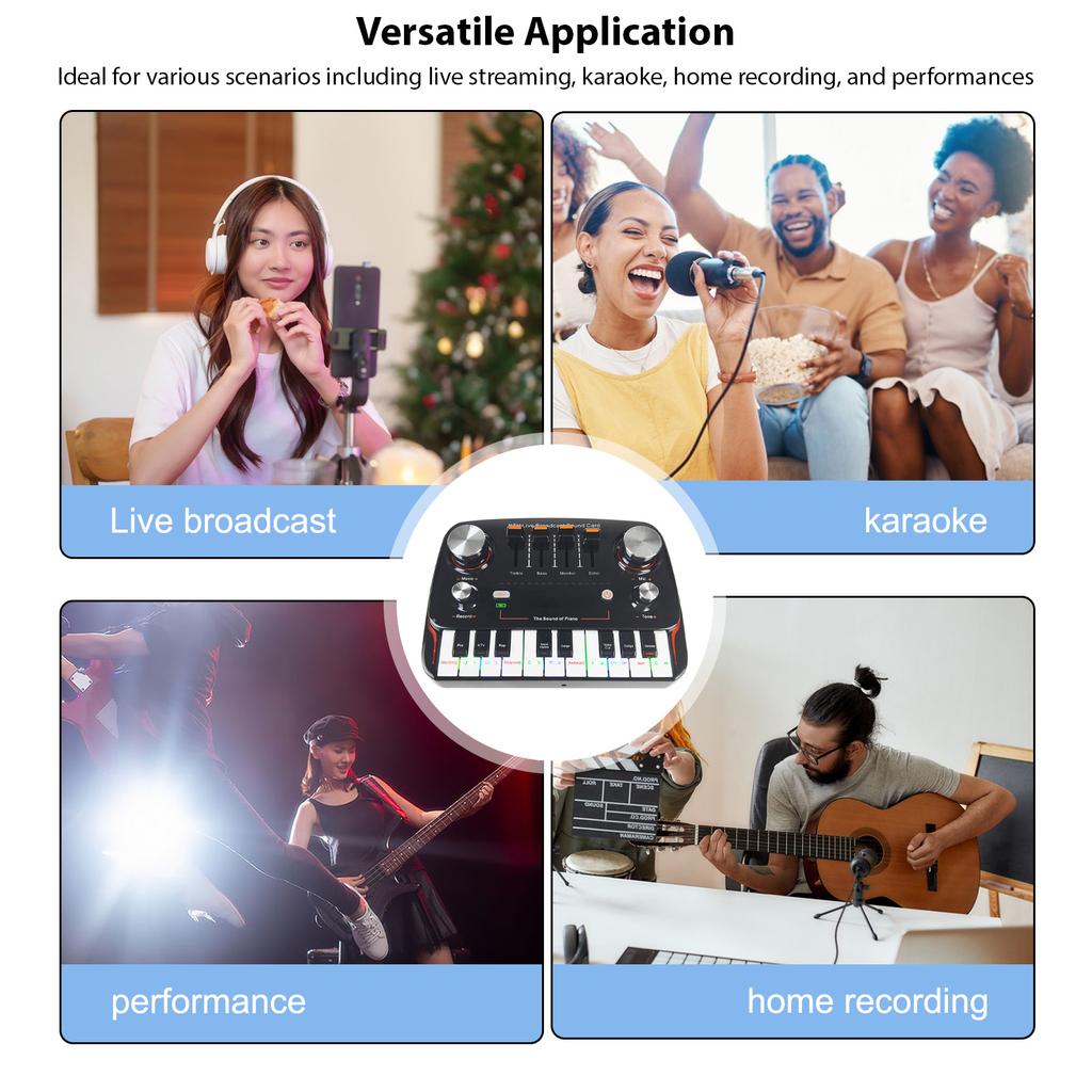 Live Sound Card Piano Shape Audio Recording Desktop Singing BT Wireless Lossless Transmission Plug