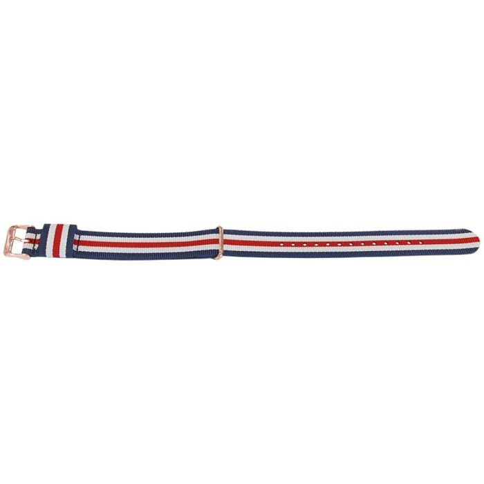 Bracelet montre - MY-MONTRE - Canterbury 20mm - Finitions doré rose - Multicolore (bleu/blanc/rouge) - Tissu