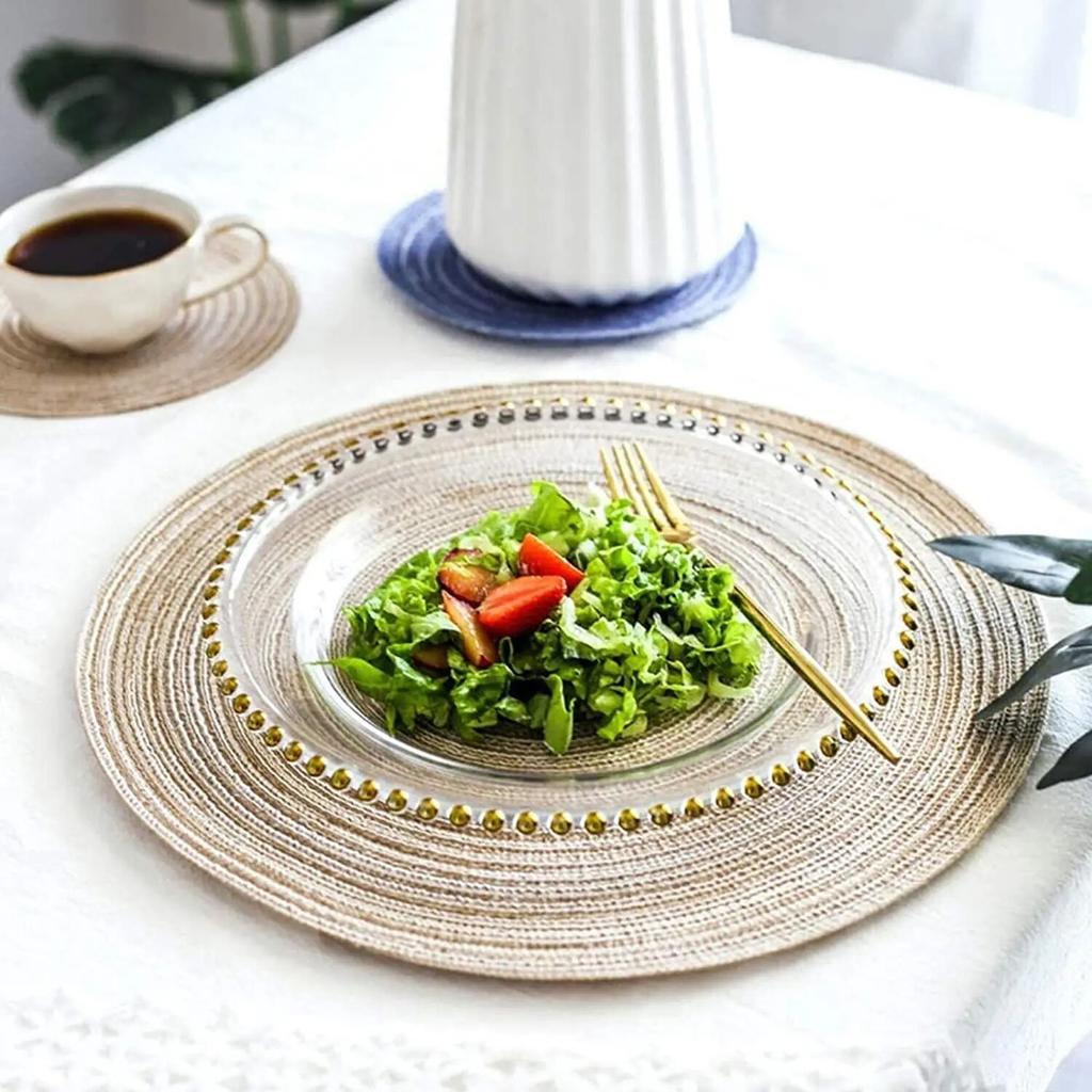 6 шт. плетеные круглые коврики для кухонных обеденных столов, дорожка для обеденного стола, теплоизоляция, нескользящие моющиеся салфетки, рождественские коврики для стола, украшение для дома, подставка для подставок