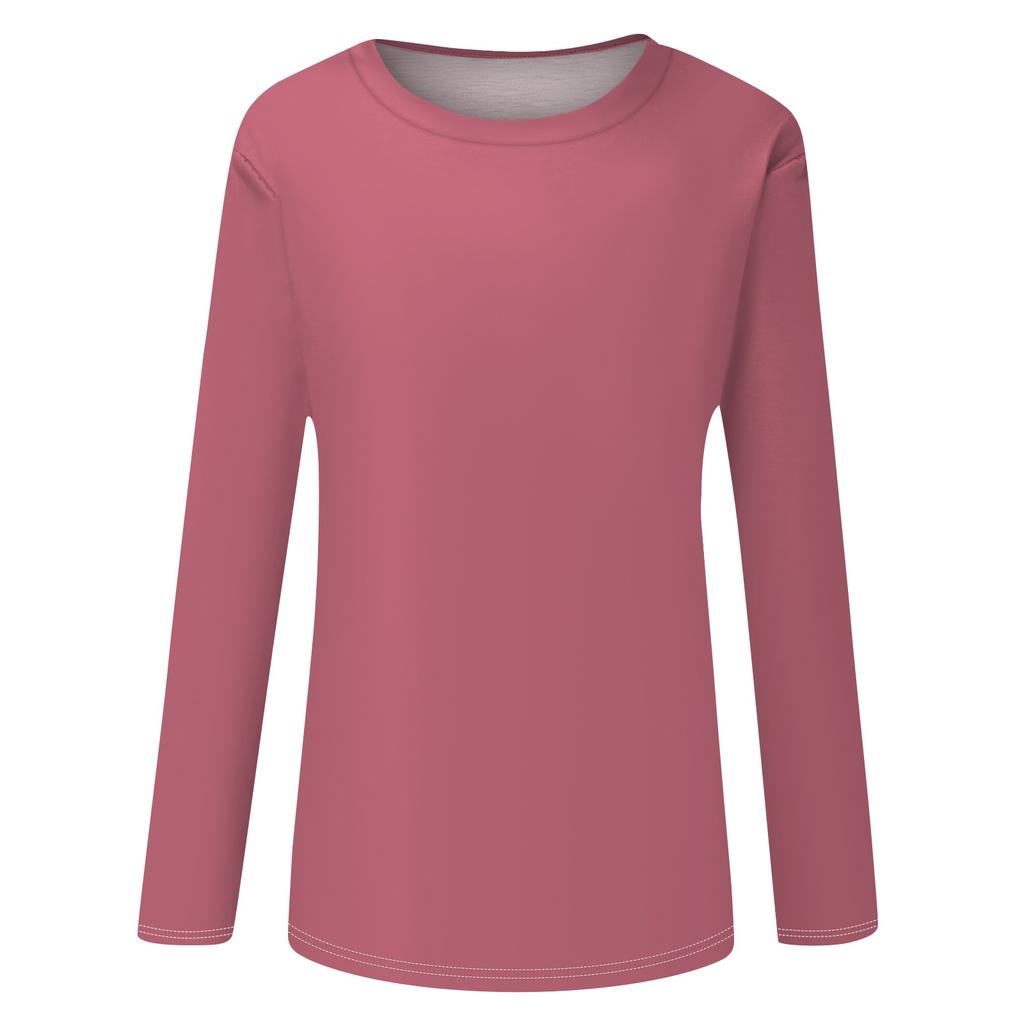 Womens Long Sleeve Round Neck Shirts Basic Tee Casual Top Fall Trendy Tunic Outfits Fitted T Shirts