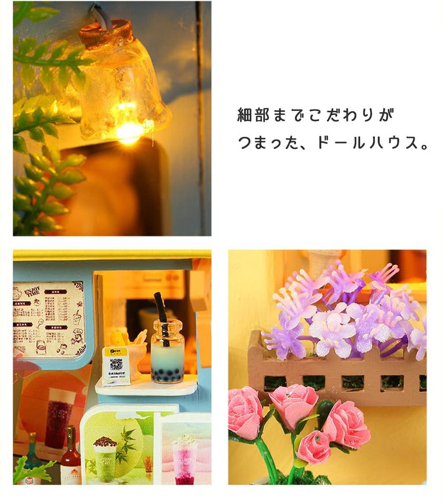 Moin moin Кукольный домик Миниатюрный набор для ручной работы Сказка Сказочная дева Синий красочный цветок Кошка Животное Lucky Snack Shop Светодиодная лампа 2301dh367 1/24