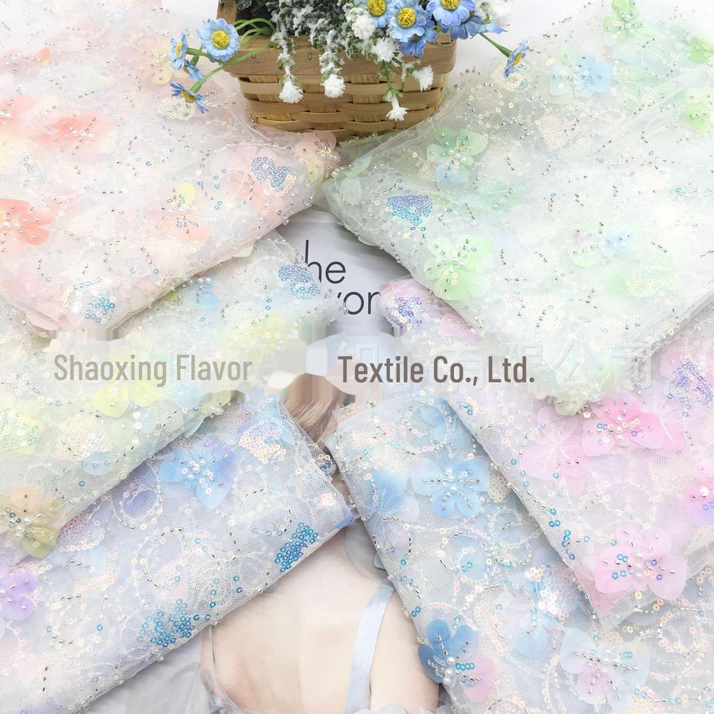 3 мм бусины-пузырьки и пайетки, сетчатая ткань в виде бабочек для детских юбок с вышивкой