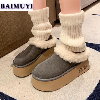 Меховые балетки на платформе женские тапочки повседневная замшевая обувь 2025 тренд зима новые прогулочные шлепанцы зимние ботинки уютные женские сапоги