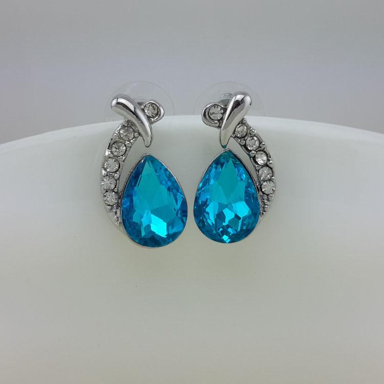 Korean Teardrop Fish Mermaid Crystal Stud Earrings