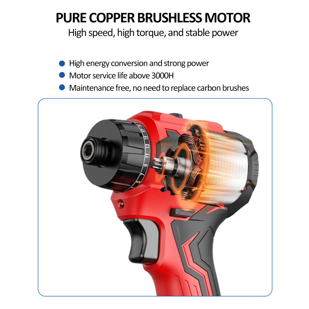 Бесщеточная литиевая отвертка 21 В, 2 режима управления скоростью, набор инструментов для ремонта, электрическая отвертка, перезаряжаемая отвертка