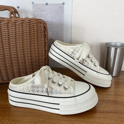 Кружевная сетка женская парусиновая обувь новая толстая подошва увеличенная двухслойная летняя тонкая нишевая дышащая легкая обувь Borad