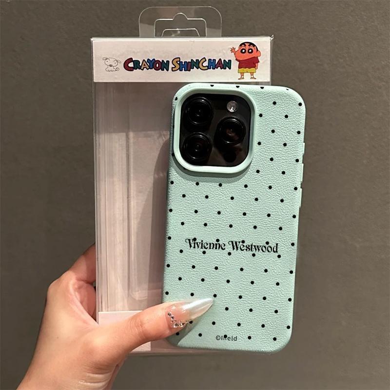 English Polka Dots for Apple 16 Promax Mobile Phone Case 12 Silicone for IPhone 13 Large Hole Anti-fall 11/15/14
