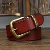 Глянцевый Ретро Простой Подходящий ко всему Натуральная Кожа Растительного Дублирования Коровья Кожа Пряжка-штифт Мужской Повседневный Ремень из Натуральной Кожи для Брюк