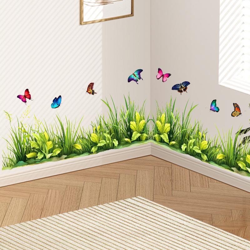 Настенные наклейки для гостиной спальни минималистичные плинтусы цветы розы растения креативная линия талии фоновые картины настенное искусство домашний декор