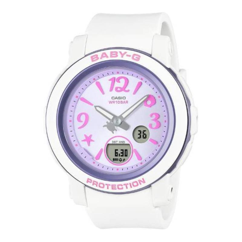 Casio Серия BABY-G 100 метров водонепроницаемость Кварцевый смоляной ремешок одинаковый стиль для мужчин и женщин фиолетовый циферблат BGA290US-6A