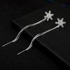 Elegant Tassel Long Dangle Earrings Silver Ear Threads Snowflake Earrings  Jewelry Accessories