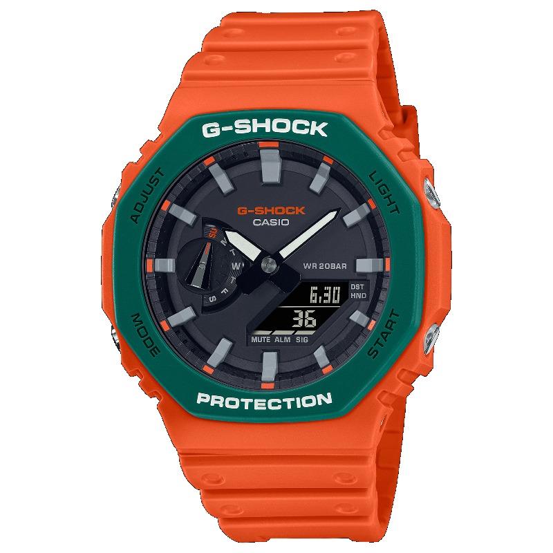 Casio Мужские кварцевые часы GA-2110SC-4A из смолы, водонепроницаемые 200 м, аналоговые, ударопрочные