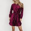 Solid Color Loose Knee Length Women's Commuting Velvet Round Neck Long Sleeved Dress