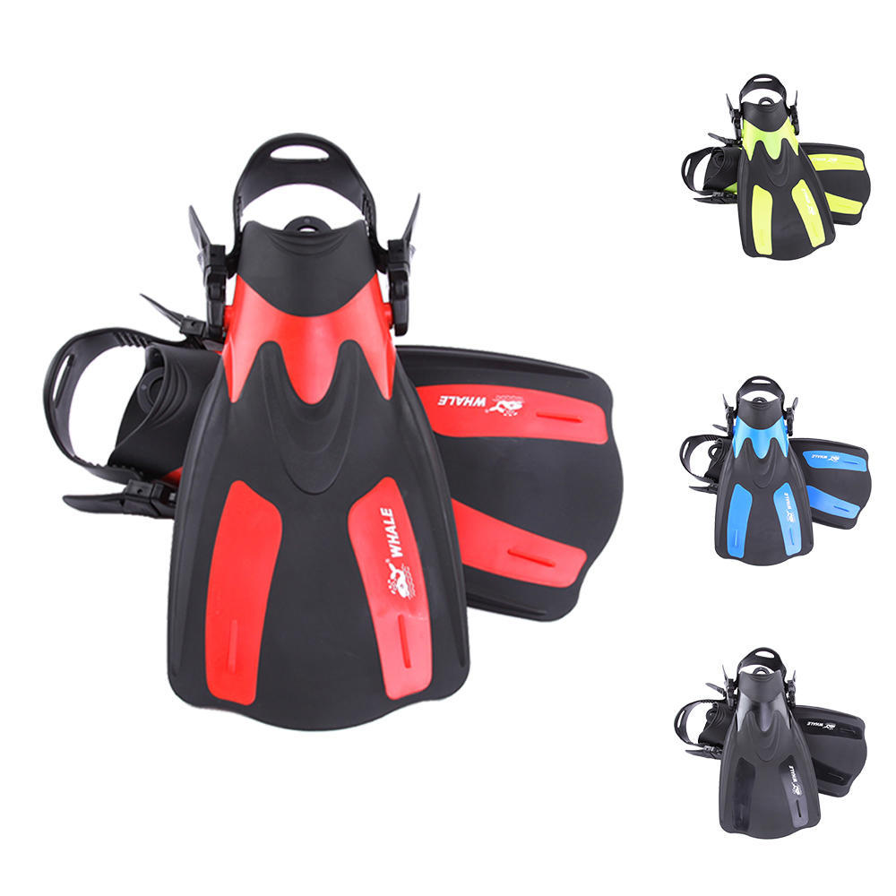 WHALE Adult Short Snorkeling Swim Fins Flippers with Adjustable Heel Water Sports