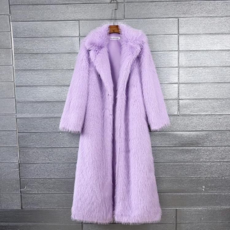 Winter Women Casual Faux Fur Coat Long Jacket Trendy Cardigan Solid Color High End Fashion