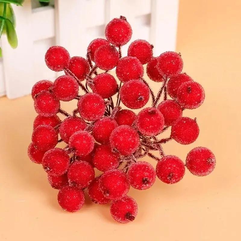 Mini FakeFruit Foam Berries Artificial Pomegranate RedCherry Bouquet Artificial Flower Decorations Christmas Red Berry Decor