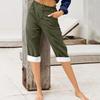 Fashion Pants For Women Solid Color Cotton Linen Fashion Loose High Waist Casual Cropped Pants