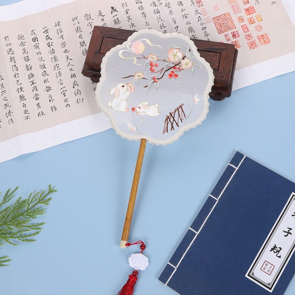 Вышитый круглый веер классический ручной веер аксессуары для вечеринок и танцев шелковый веер для женщин