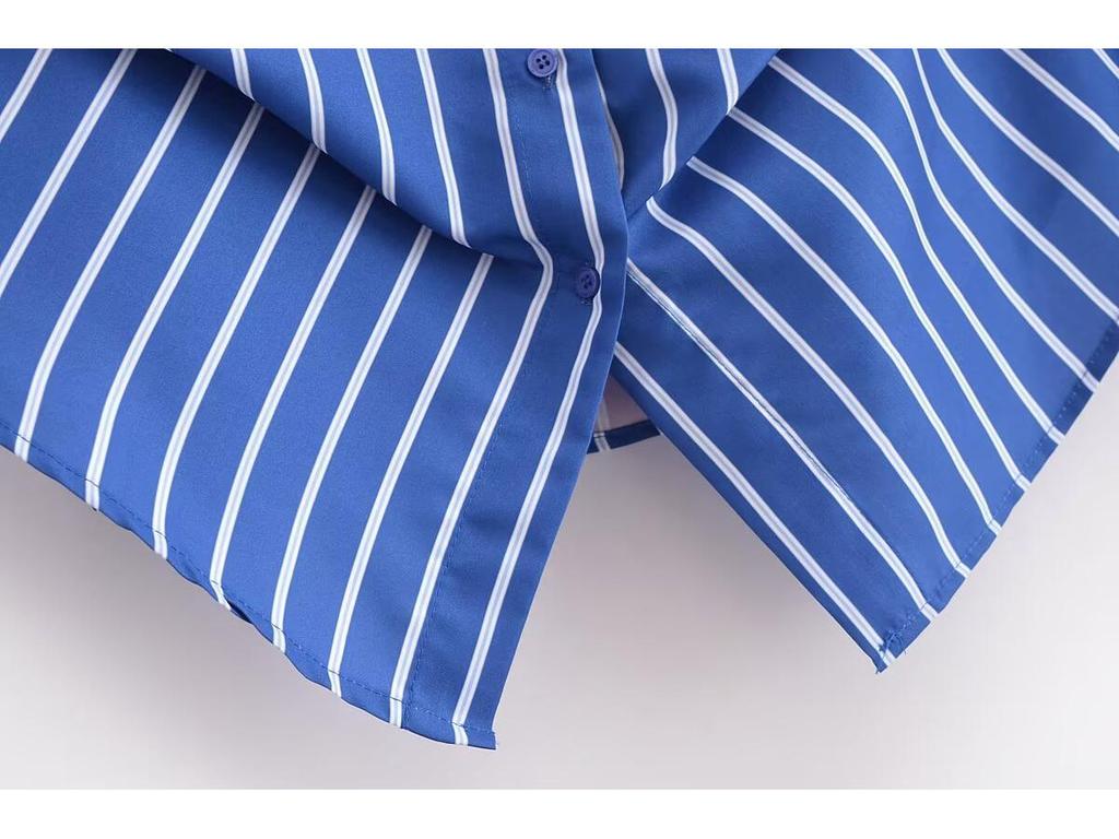 Зимняя женская полосатая рубашка с рукавами «летучая мышь» в европейском и американском стиле 2024