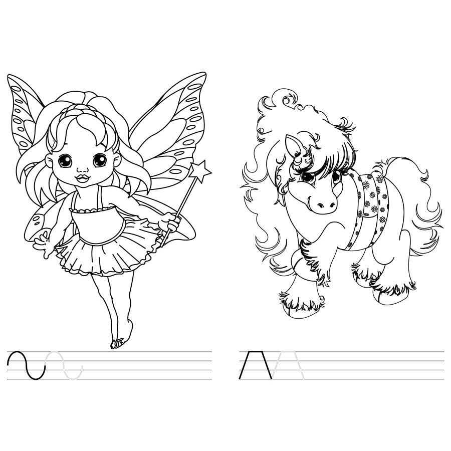 Magic Coloring Page for Kids Fairies Unicorns +50 Stickers