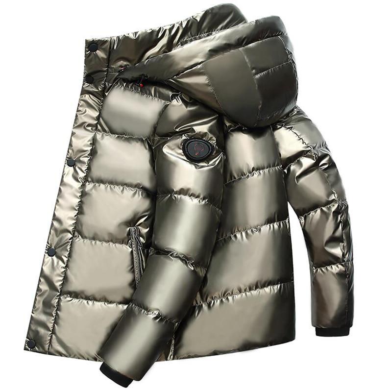 Winter Men Thick Warm Hooded 90 %White Duck Down Jacket Waterproof Short Coat