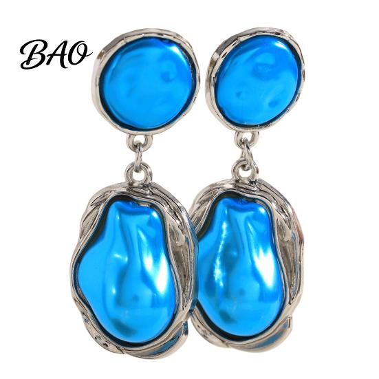 Earrings 1 Pair Drop for Women, Irregular Baroque Imitation Pearl Design Date Night Stud Earrings, Double-Layered Pendant French Style Commuting