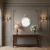 King Figure Wall Mirror Artistic Design Round Classical Resin Mirror House Decoration Vintage Inspired for Entryway