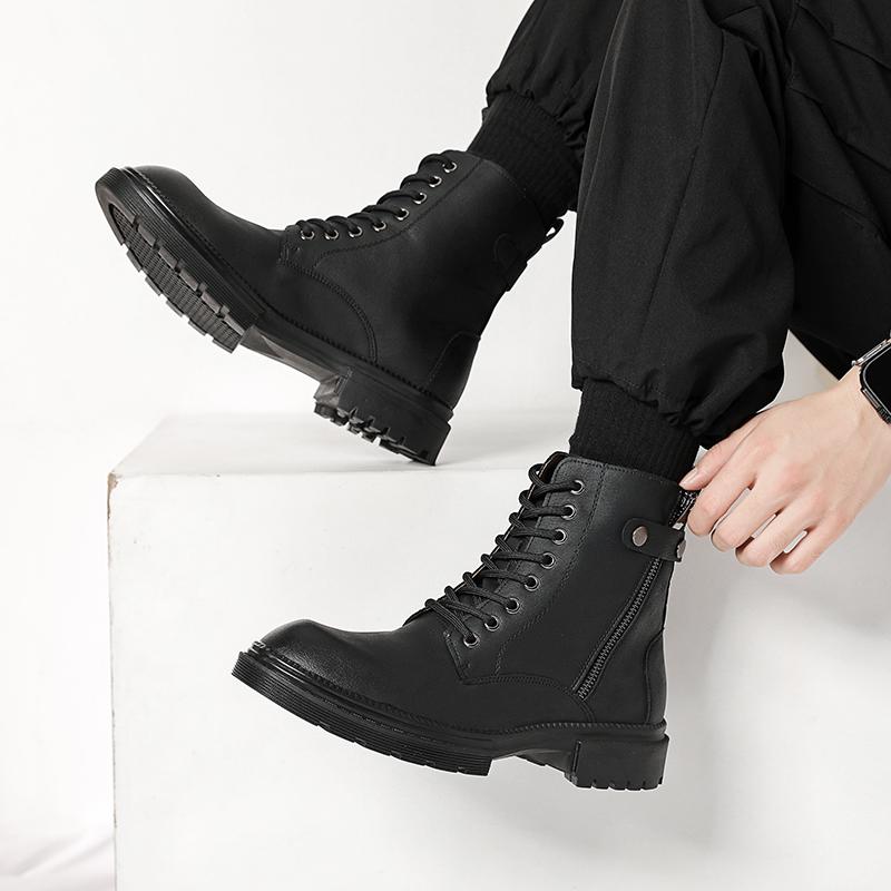 Fashion Autumn and Winter Men Boots Thick Bottom Wear Resistant Lace Business Outdoor Training Brand Chelsea Boots Size 38-44 Men Boots