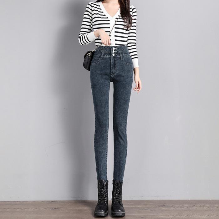 Женские черные облегающие джинсовые брюки с высокой талией, утягивающими швами и приподнятыми бедрами