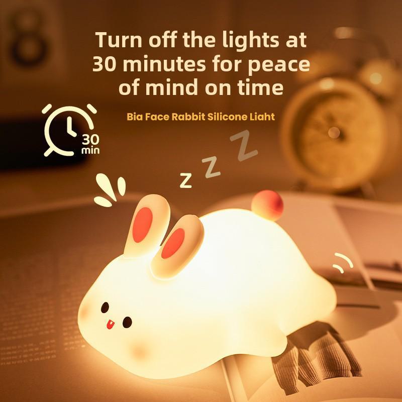 Силиконовый ночник в виде кролика - креативный прикроватный и сенсорный светильник для детей, идеальный подарок или декоративное украшение