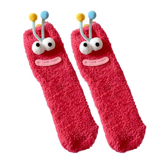 Funny Fuzzy Socks Cute Cartoon Fluffy Slipper Socks Women Men Warm Plush Crew Socks for Indoor Wear Sleep Holidays Birthdays Gift