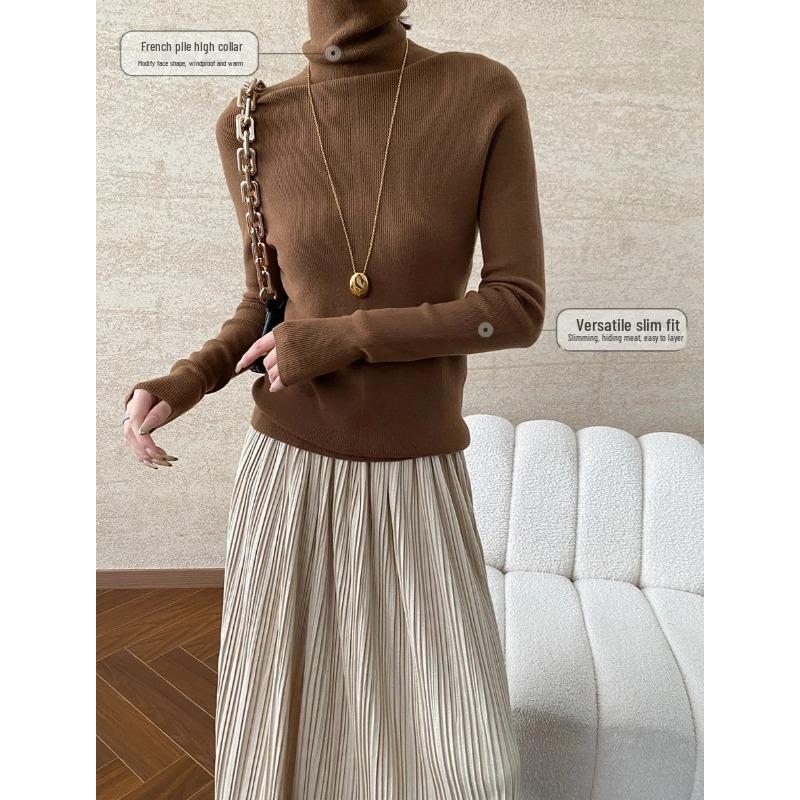 Синан Шерстяной Свитер с Высоким Воротником Универсальный Приталенный SN6661