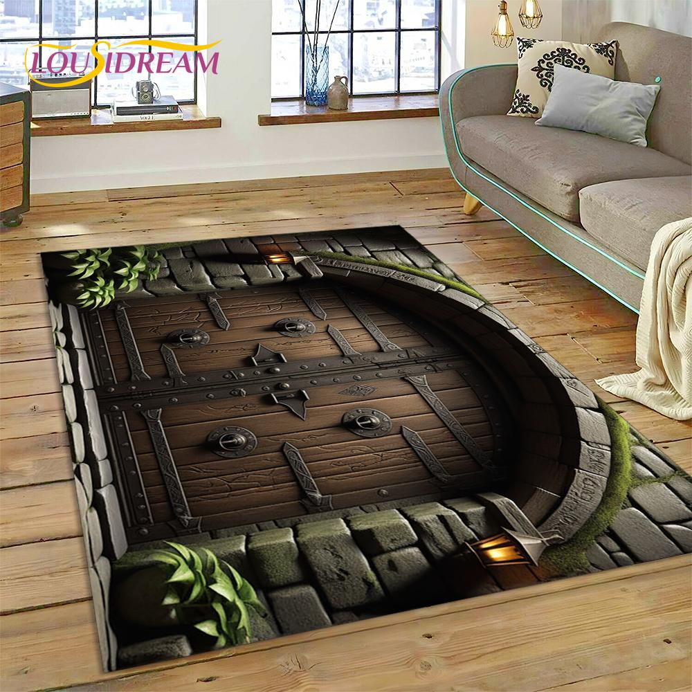 3D Ковер-иллюзия Ворота Храма Бога для Гостиной, Спальни, Дома, Декор Дивана, Ковер для Игровой Зоны Детей, Нескользящий Коврик