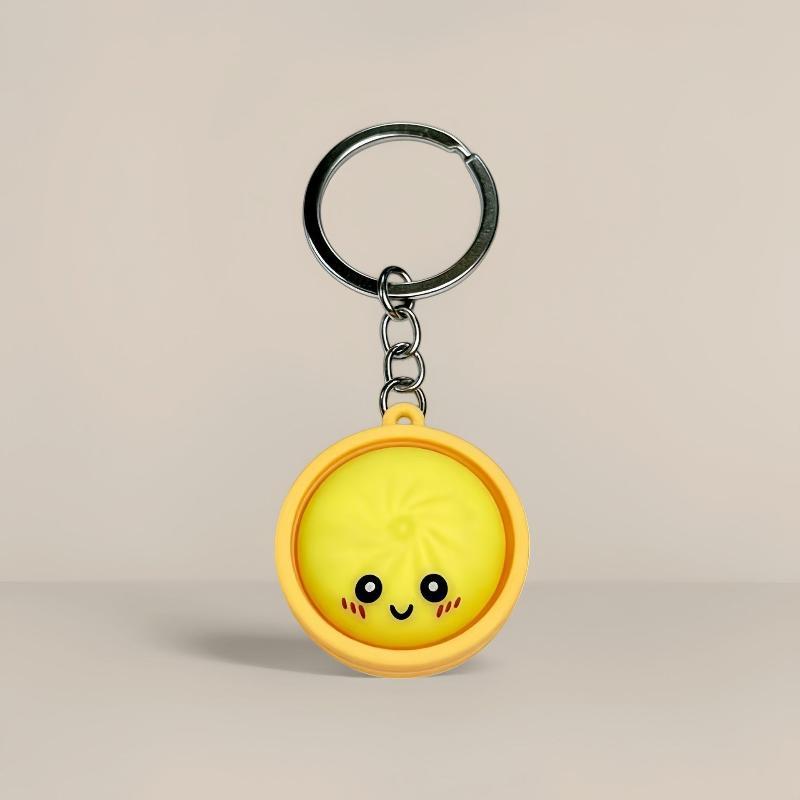 Funny Dumpling Baozi Keychains 6Pcs Pack with Steamer Random Color Novelty Key Holders for Travel Bag Decor Gifts