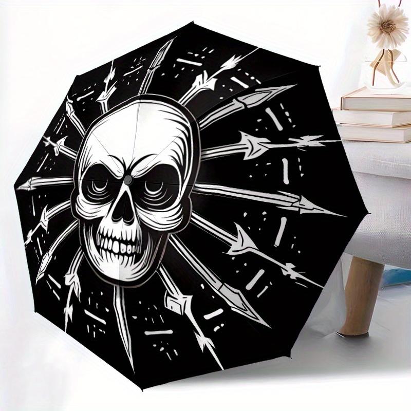 1pc Skull Automatic Open/Close Umbrella, Ideal Fan Gift for Birthday, Christmas, Trendy Fashion yy250828034