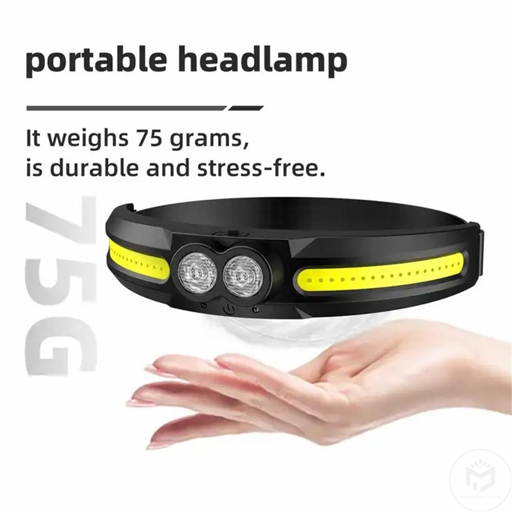 Motion Sensor Led Headlamp USB Rechargeable Flashlight Waterproof Head Lights Camping Fishing Headlight Search Head Night Light